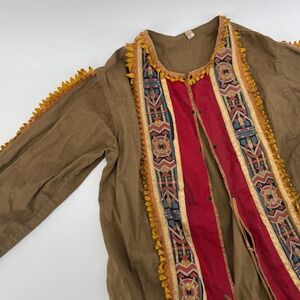 Vintage 1950s Folk Costume Jacket Tribal Style Trim Boho Theater Stagewear